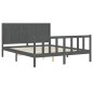 vidaXL Giroletto con Testiera Grigio 5FT King Size in Legno Massello vidaXL Giroletto con Testiera Grigio 5FT King Size in Legno Massello