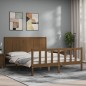 vidaXL Giroletto con Testiera Miele 5FT King Size in Legno Massello vidaXL Giroletto con Testiera Miele 5FT King Size in Legno Massello