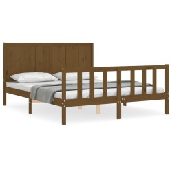 vidaXL Giroletto con Testiera Miele 5FT King Size in Legno Massello