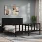 vidaXL Giroletto con Testiera Nero 5FT King Size in Legno Massello vidaXL Giroletto con Testiera Nero 5FT King Size in Legno Massello