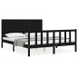 vidaXL Giroletto con Testiera Nero 5FT King Size in Legno Massello vidaXL Giroletto con Testiera Nero 5FT King Size in Legno Massello