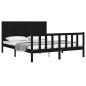 vidaXL Giroletto con Testiera Nero 5FT King Size in Legno Massello vidaXL Giroletto con Testiera Nero 5FT King Size in Legno Massello