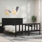 vidaXL Giroletto con Testiera Nero 5FT King Size in Legno Massello vidaXL Giroletto con Testiera Nero 5FT King Size in Legno Massello