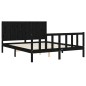 vidaXL Giroletto con Testiera Nero 5FT King Size in Legno Massello vidaXL Giroletto con Testiera Nero 5FT King Size in Legno Massello