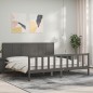 vidaXL Giroletto con Testiera Grigio 200x200 cm in Legno Massello vidaXL Giroletto con Testiera Grigio 200x200 cm in Legno Massello