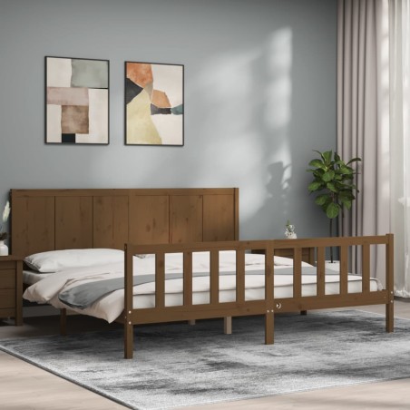 vidaXL Giroletto con Testiera Miele 200x200 cm in Legno Massello
