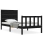 vidaXL Giroletto con Testiera Nero 2FT6 Small Single in Legno Massello vidaXL Giroletto con Testiera Nero 2FT6 Small Single in Legno Massello