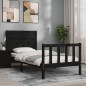 vidaXL Giroletto con Testiera Nero 2FT6 Small Single in Legno Massello vidaXL Giroletto con Testiera Nero 2FT6 Small Single in Legno Massello