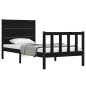 vidaXL Giroletto con Testiera Nero 2FT6 Small Single in Legno Massello vidaXL Giroletto con Testiera Nero 2FT6 Small Single in Legno Massello