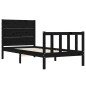 vidaXL Giroletto con Testiera Nero 2FT6 Small Single in Legno Massello vidaXL Giroletto con Testiera Nero 2FT6 Small Single in Legno Massello