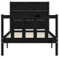 vidaXL Giroletto con Testiera Nero 2FT6 Small Single in Legno Massello vidaXL Giroletto con Testiera Nero 2FT6 Small Single in Legno Massello