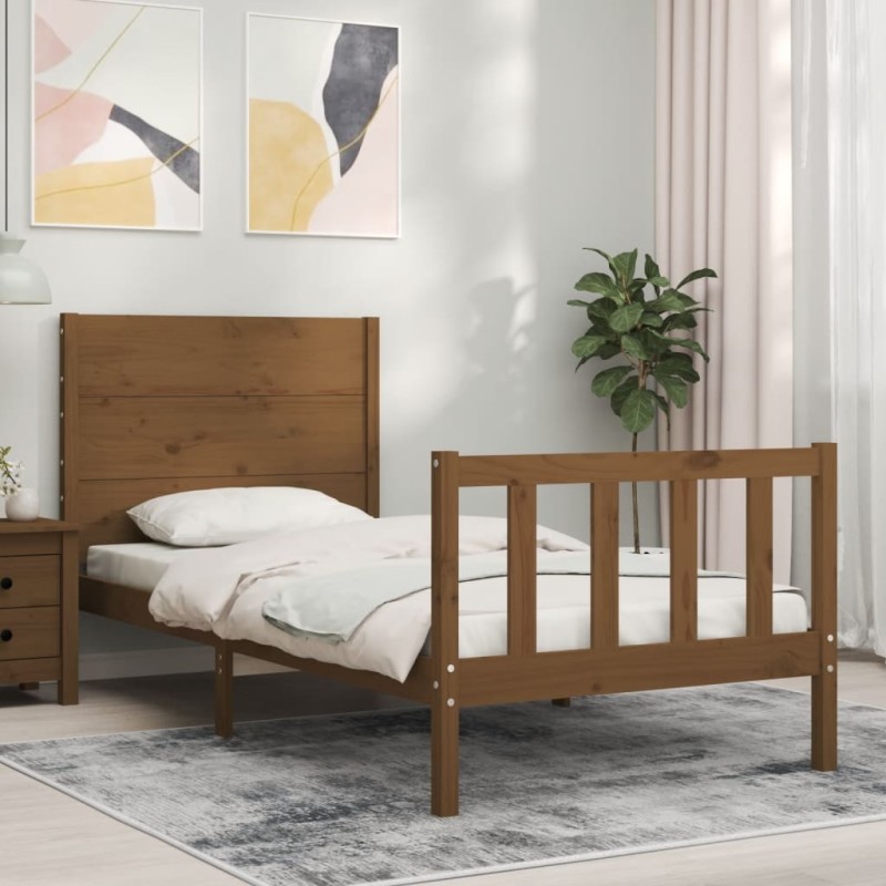 vidaXL Giroletto con Testiera Miele 3FT Single in Legno Massello