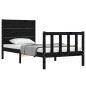 vidaXL Giroletto con Testiera Nero 3FT Single in Legno Massello