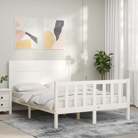 vidaXL Giroletto con Testiera Bianco 140x190 cm in Legno Massello