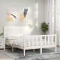 vidaXL Giroletto con Testiera Bianco 140x190 cm in Legno Massello vidaXL Giroletto con Testiera Bianco 140x190 cm in Legno Massello