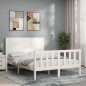 vidaXL Giroletto con Testiera Bianco 140x190 cm in Legno Massello vidaXL Giroletto con Testiera Bianco 140x190 cm in Legno Massello