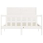 vidaXL Giroletto con Testiera Bianco 140x190 cm in Legno Massello vidaXL Giroletto con Testiera Bianco 140x190 cm in Legno Massello