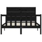 vidaXL Giroletto con Testiera Nero 140x190 cm in Legno Massello vidaXL Giroletto con Testiera Nero 140x190 cm in Legno Massello