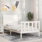 vidaXL Giroletto con Testiera Bianco 90x200 cm in Legno Massello vidaXL Giroletto con Testiera Bianco 90x200 cm in Legno Massello