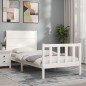 vidaXL Giroletto con Testiera Bianco 90x200 cm in Legno Massello vidaXL Giroletto con Testiera Bianco 90x200 cm in Legno Massello