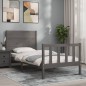 vidaXL Giroletto con Testiera Grigio 100x200 cm in Legno Massello