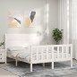 vidaXL Giroletto con Testiera Bianco 120x200 cm in Legno Massello vidaXL Giroletto con Testiera Bianco 120x200 cm in Legno Massello