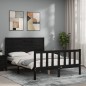 vidaXL Giroletto con Testiera Nero 120x200 cm in Legno Massello