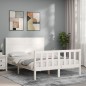 vidaXL Giroletto con Testiera Bianco 140x200 cm in Legno Massello vidaXL Giroletto con Testiera Bianco 140x200 cm in Legno Massello
