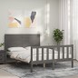 vidaXL Giroletto con Testiera Grigio 140x200 cm in Legno Massello vidaXL Giroletto con Testiera Grigio 140x200 cm in Legno Massello