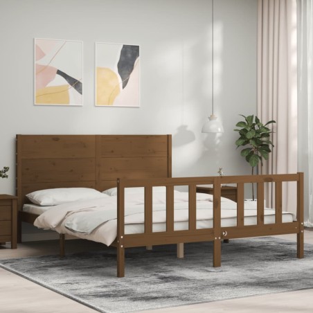vidaXL Giroletto con Testiera Miele 5FT King Size in Legno Massello