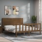 vidaXL Giroletto con Testiera Miele 5FT King Size in Legno Massello vidaXL Giroletto con Testiera Miele 5FT King Size in Legno Massello