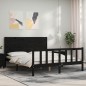 vidaXL Giroletto con Testiera Nero 5FT King Size in Legno Massello