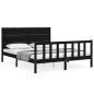 vidaXL Giroletto con Testiera Nero 5FT King Size in Legno Massello