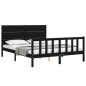 vidaXL Giroletto con Testiera Nero 5FT King Size in Legno Massello