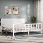 vidaXL Giroletto con Testiera Bianco 200x200 cm in Legno Massello vidaXL Giroletto con Testiera Bianco 200x200 cm in Legno Massello