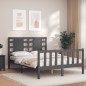 vidaXL Giroletto con Testiera Grigio 4FT Small Double Legno Massello