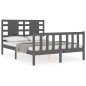vidaXL Giroletto con Testiera Grigio 4FT Small Double Legno Massello