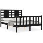 vidaXL Giroletto con Testiera Nero 4FT Small Double in Legno Massello vidaXL Giroletto con Testiera Nero 4FT Small Double in Legno Massello