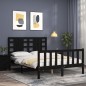 vidaXL Giroletto con Testiera Nero 4FT Small Double in Legno Massello vidaXL Giroletto con Testiera Nero 4FT Small Double in Legno Massello