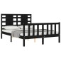 vidaXL Giroletto con Testiera Nero 4FT Small Double in Legno Massello vidaXL Giroletto con Testiera Nero 4FT Small Double in Legno Massello