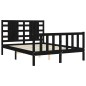 vidaXL Giroletto con Testiera Nero 4FT Small Double in Legno Massello vidaXL Giroletto con Testiera Nero 4FT Small Double in Legno Massello