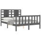 vidaXL Giroletto con Testiera Grigio 140x190 cm in Legno Massello vidaXL Giroletto con Testiera Grigio 140x190 cm in Legno Massello