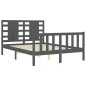 vidaXL Giroletto con Testiera Grigio 140x190 cm in Legno Massello vidaXL Giroletto con Testiera Grigio 140x190 cm in Legno Massello