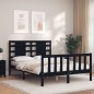 vidaXL Giroletto con Testiera Nero 140x190 cm in Legno Massello vidaXL Giroletto con Testiera Nero 140x190 cm in Legno Massello