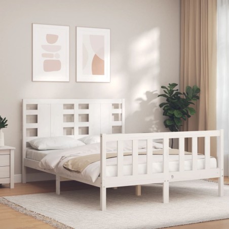 vidaXL Giroletto con Testiera Bianco 120x200 cm in Legno Massello