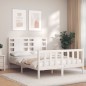 vidaXL Giroletto con Testiera Bianco 140x200 cm in Legno Massello vidaXL Giroletto con Testiera Bianco 140x200 cm in Legno Massello