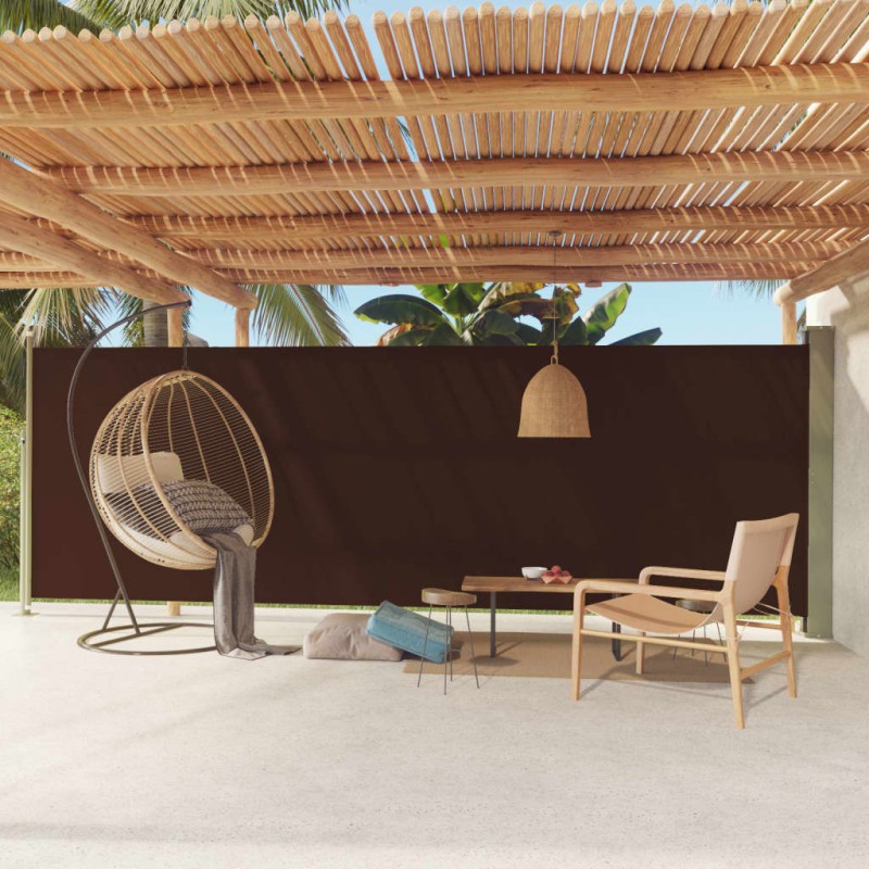 Tenda da Sole Laterale Retrattile per Patio 180x600 cm Marrone Tenda da Sole Laterale Retrattile per Patio 180x600 cm Marrone
