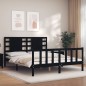 vidaXL Giroletto con Testiera Nero 5FT King Size in Legno Massello vidaXL Giroletto con Testiera Nero 5FT King Size in Legno Massello