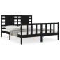 vidaXL Giroletto con Testiera Nero 5FT King Size in Legno Massello vidaXL Giroletto con Testiera Nero 5FT King Size in Legno Massello