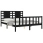 vidaXL Giroletto con Testiera Nero 5FT King Size in Legno Massello vidaXL Giroletto con Testiera Nero 5FT King Size in Legno Massello